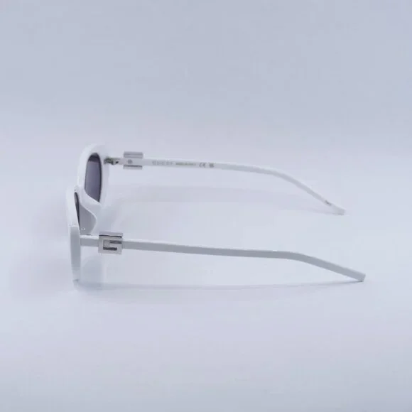 Gucci GG1684SA 006 Sunglasses White Oval Frame, Grey Lenses